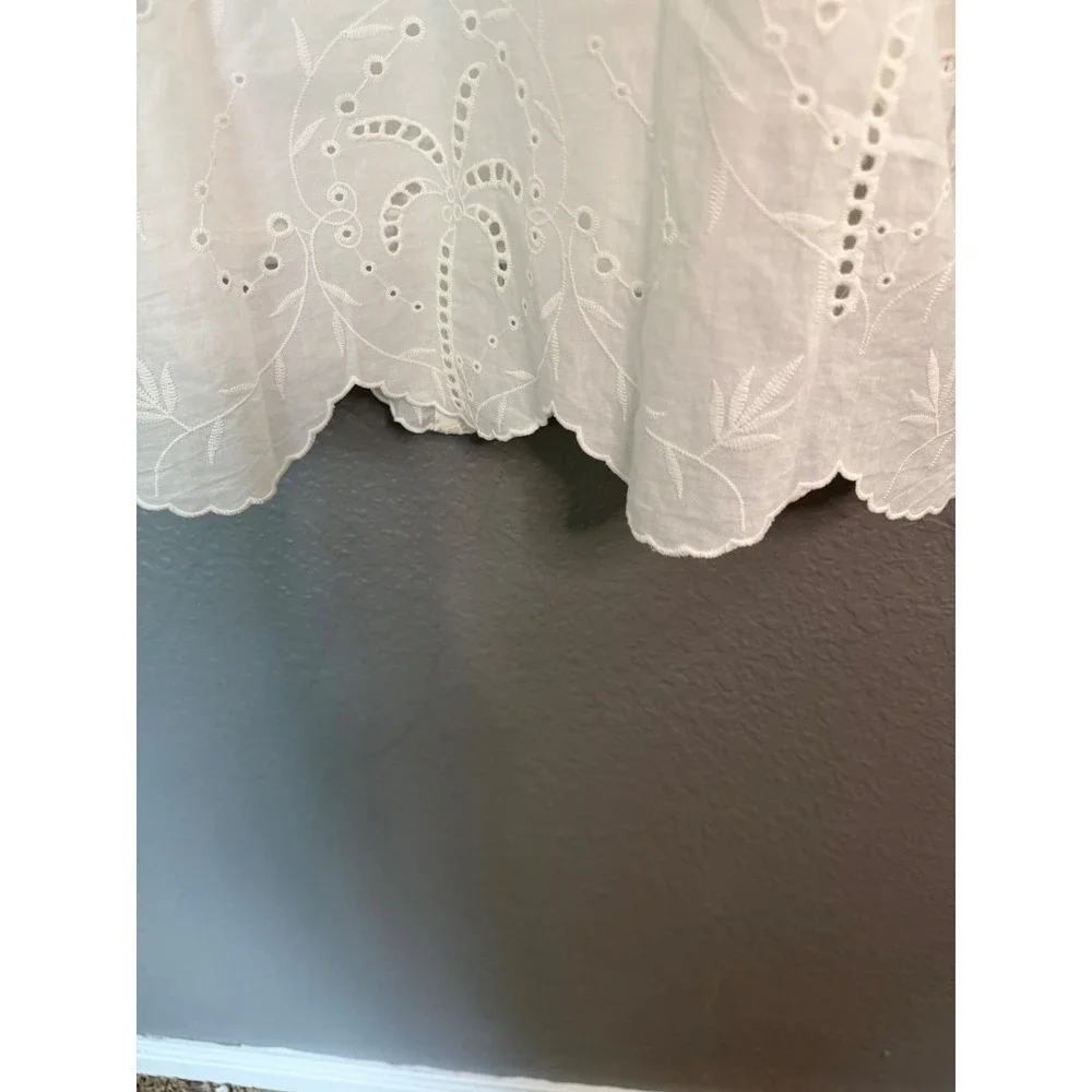 Roller‎ Rabbit White Eyelet Palm Tree Shirt Dress Tunic Med Long Sleeve Slip